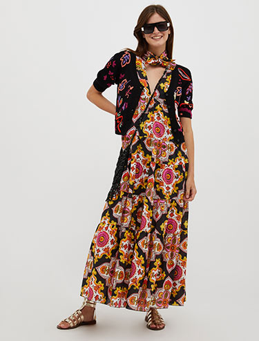 Printed voile maxi dress - black pattern - MAX&Co.