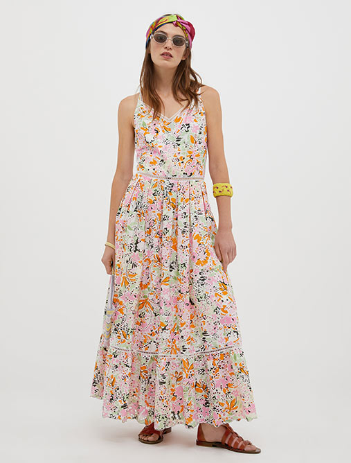Cotton broderie-anglaise sundress - lemon yellow pattern - MAX&Co.